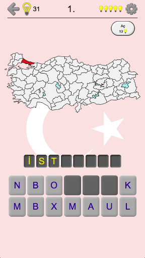 Türkiye'nin İlleri oyunu ekran görüntüsü