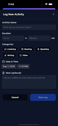 Lingua Logger: Study Tracker ekran görüntüsü