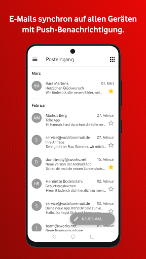 Vodafone E-Mail & Cloud ekran görüntüsü