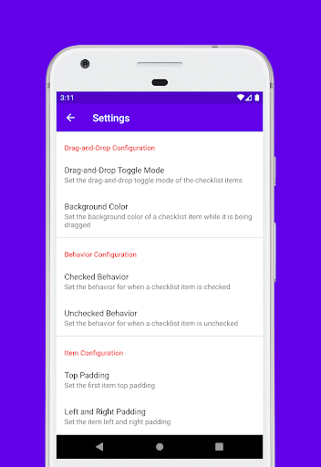 Material Checklist (Library) ekran görüntüsü
