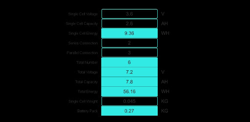 Battery Pack Calculator ekran görüntüsü