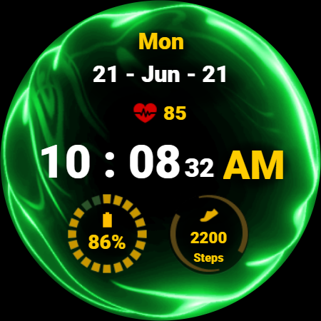 Fluid Green Watch Face ekran görüntüsü