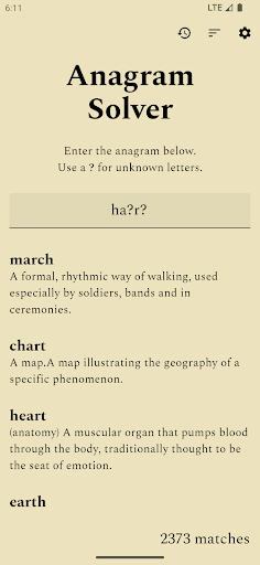 Anagram Solver ekran görüntüsü