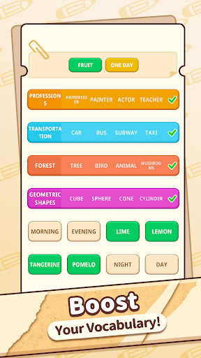 Associated Word Sort: Connect ekran görüntüsü