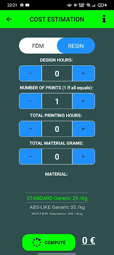 3d printing cost estimate ekran görüntüsü