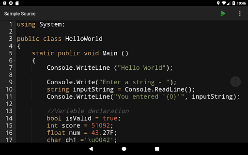 C# Programming Compiler ekran görüntüsü
