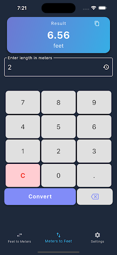 Meters to Feet Converter ekran görüntüsü