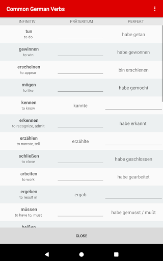 100 popüler Alman fiil ekran görüntüsü