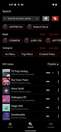 Roland Cloud Connect ekran görüntüsü
