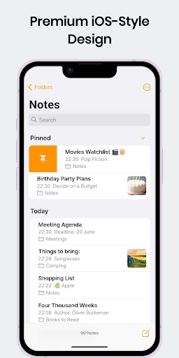 Notlar: Basit iOS Not Defteri ekran görüntüsü