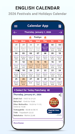 2026 Calendar App ekran görüntüsü