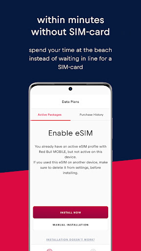 Red Bull MOBILE Data: eSIM ekran görüntüsü