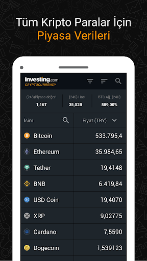 Investing.com Kripto Verileri ekran görüntüsü