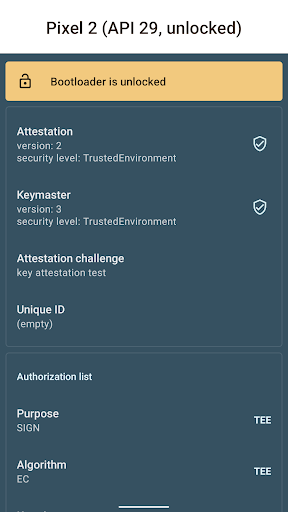 Key Attestation Demo ekran görüntüsü