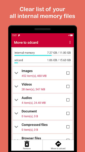 Move files to SD card ekran görüntüsü