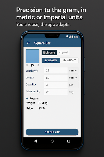 Metal Weight Calculator ekran görüntüsü