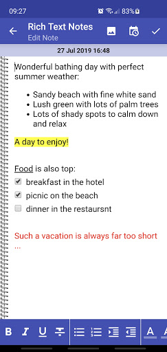 Rich Text Notes ekran görüntüsü