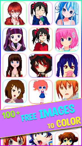 Anime Pixel Art Coloring Book ekran görüntüsü