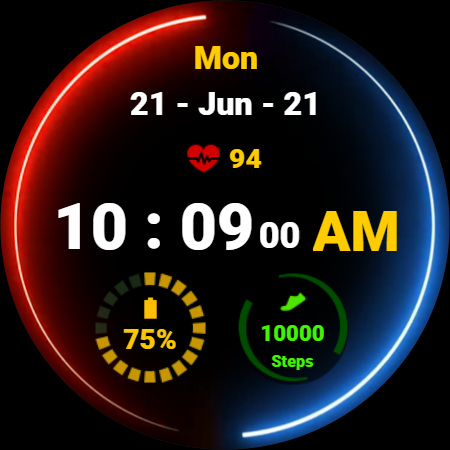 Neon Blue Red Watch Face ekran görüntüsü