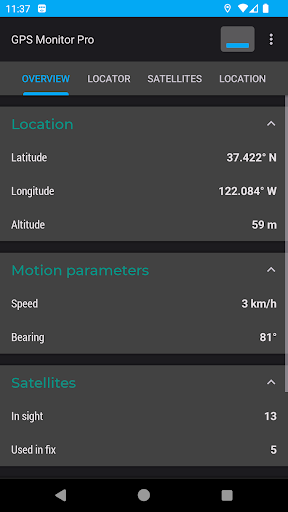 GPS Monitor Pro: GNSS data ekran görüntüsü