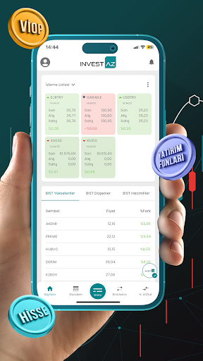 InvestAZ Borsa ekran görüntüsü