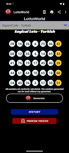 Türkiye loto - sayı üreteci ekran görüntüsü