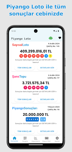 Piyango Loto Türkiye Sonuçları ekran görüntüsü
