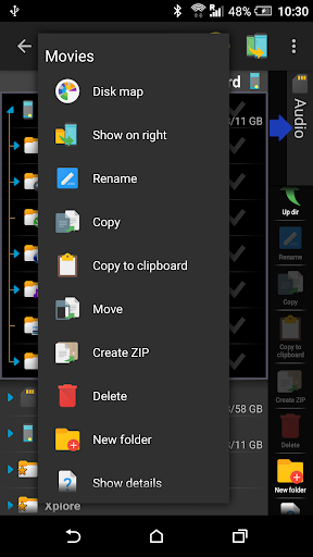 X-plore File Manager ekran görüntüsü