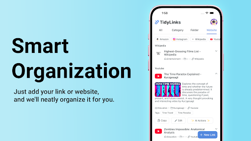 TidyLinks: AI Bookmark Manager ekran görüntüsü