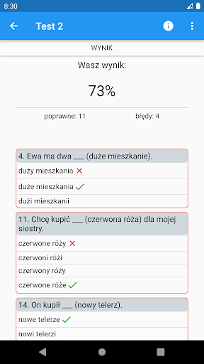 Testy gramatyczne ekran görüntüsü