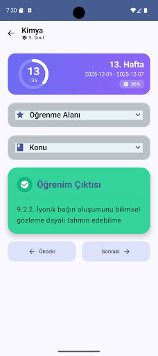 Öğrenim Çıktısı - Kazanım ekran görüntüsü