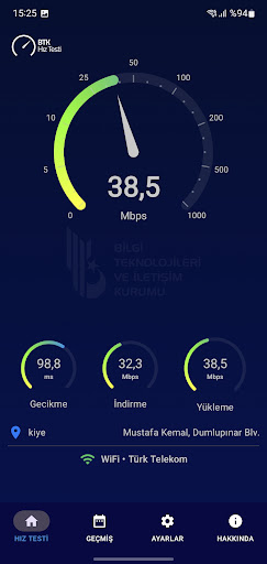 BTK Hız Testi ekran görüntüsü