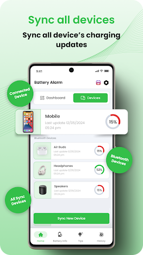 Tam dolu Pil Doluyor Alarm ekran görüntüsü