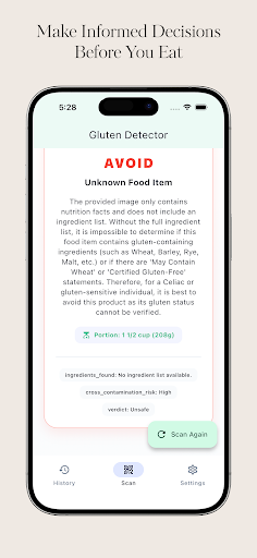Ai Gluten Free Scanner ekran görüntüsü