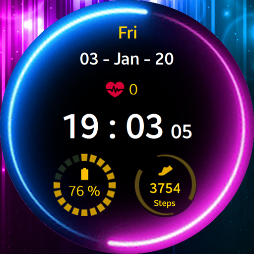 Neon Blue Pink Watch Face ekran görüntüsü