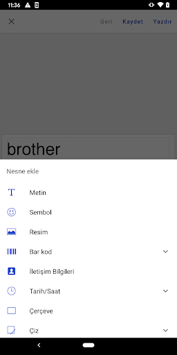 Brother iPrint&Label ekran görüntüsü