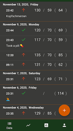 Blood pressure diary ekran görüntüsü