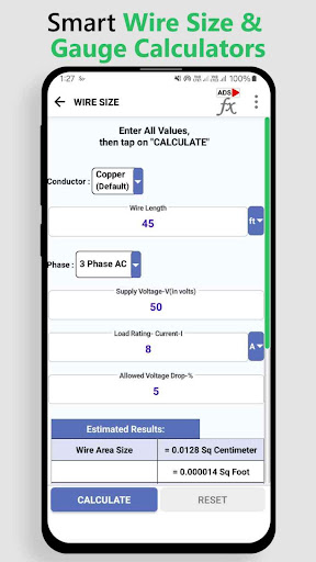 Wire Size & Gauge Calculator ekran görüntüsü