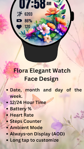 Flora Elegant Watch Face ekran görüntüsü