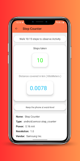 Sensor Test ekran görüntüsü