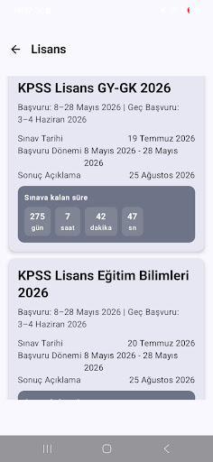 KPSS Takvim 2026 ekran görüntüsü