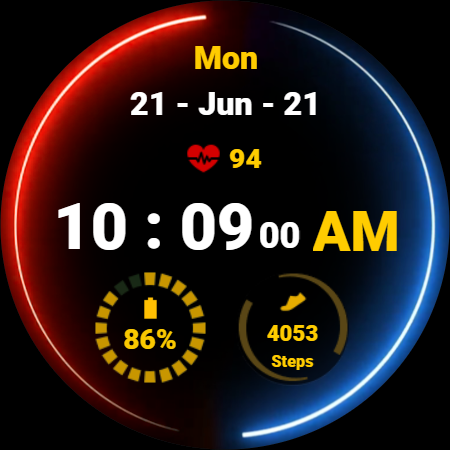 Neon Blue Red Watch Face ekran görüntüsü