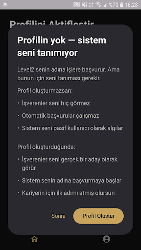 Level2: Otomatik iş başvurusu ekran görüntüsü