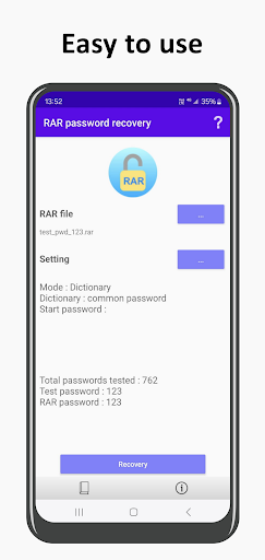 RAR password recovery ekran görüntüsü