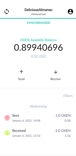 Oxen Wallet ekran görüntüsü