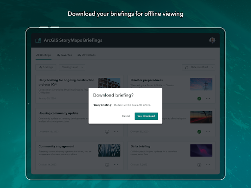 ArcGIS StoryMaps Briefings ekran görüntüsü