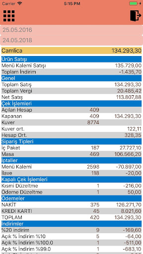 Orion Mobil Rapor ekran görüntüsü