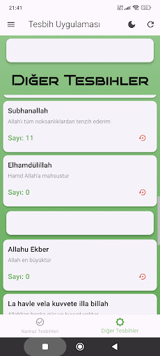 Tesbih ve Zikirler ekran görüntüsü