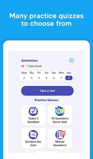 Esthetician Exam Prep Test ekran görüntüsü