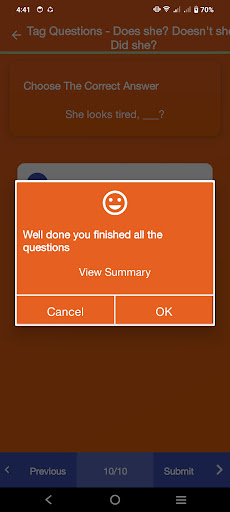 Grammar Learning Quiz App ekran görüntüsü
